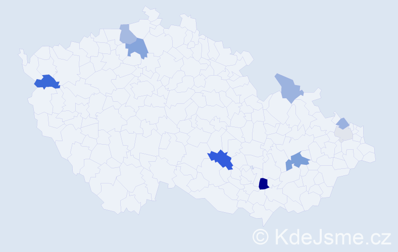 Příjmení: 'Kozmonová', počet výskytů 18 v celé ČR