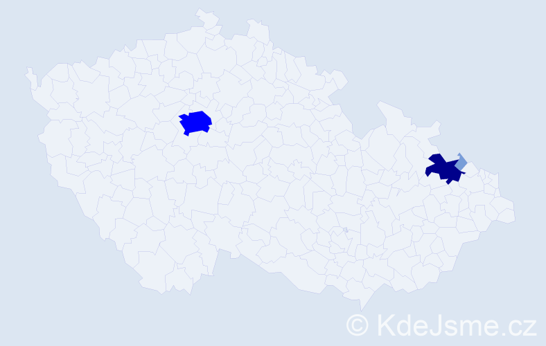 Příjmení: 'Běláčková', počet výskytů 21 v celé ČR
