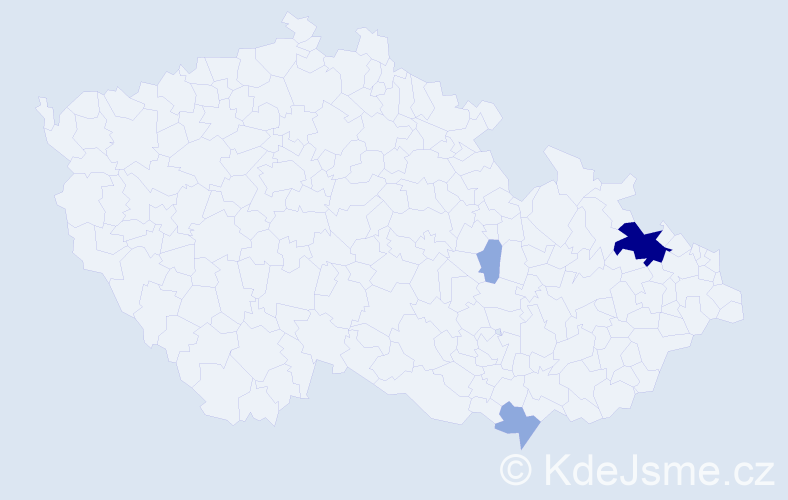 Příjmení: 'Tatarin', počet výskytů 8 v celé ČR