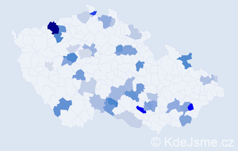 Příjmení: 'Dolníková', počet výskytů 96 v celé ČR