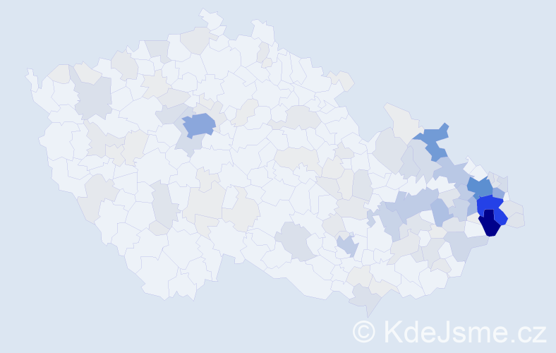 Příjmení: 'Veličková', počet výskytů 464 v celé ČR