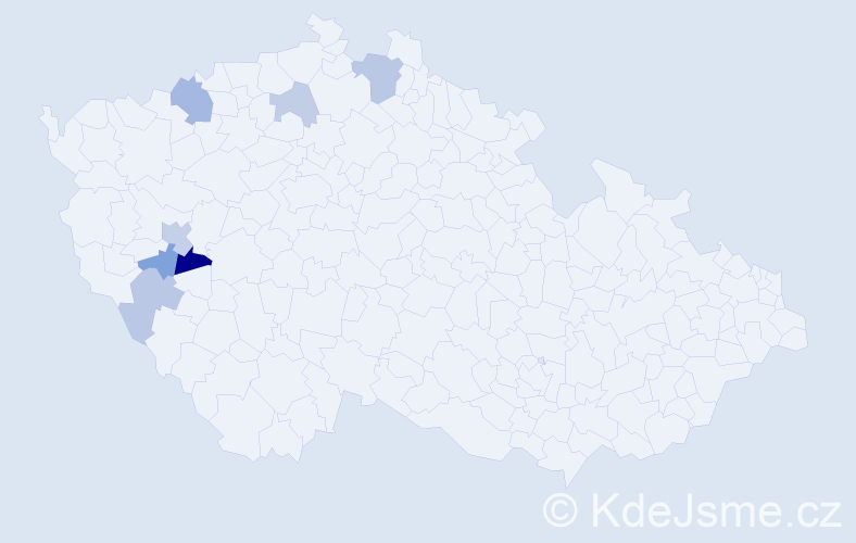 Příjmení: 'Hulecová', počet výskytů 11 v celé ČR