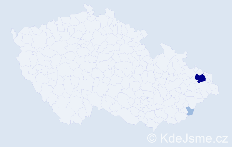 Příjmení: 'Mičúnková', počet výskytů 5 v celé ČR