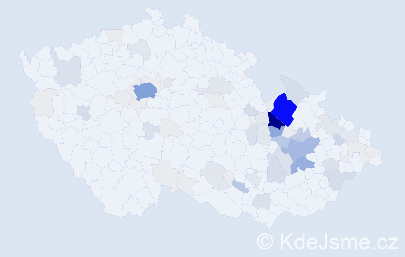 Příjmení: 'Krmelová', počet výskytů 289 v celé ČR