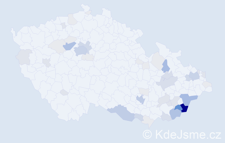 Příjmení: 'Pinďáková', počet výskytů 192 v celé ČR