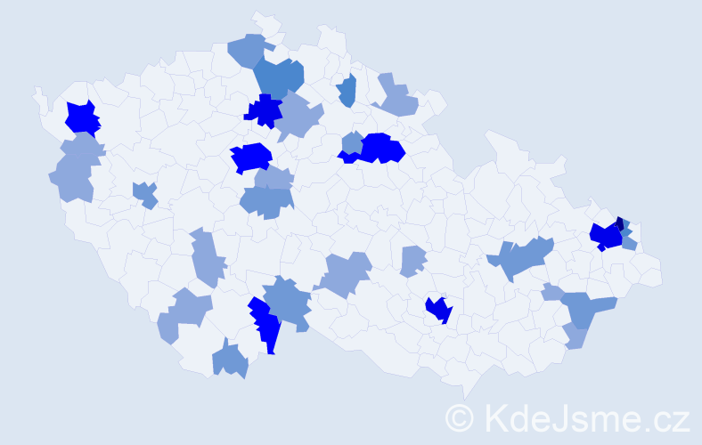 Příjmení: 'Buday', počet výskytů 75 v celé ČR