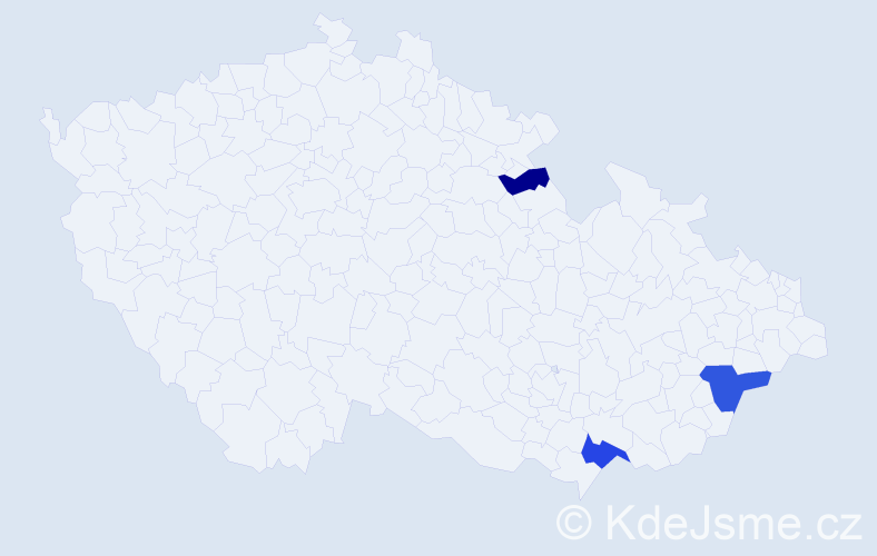Příjmení: 'Proksa', počet výskytů 5 v celé ČR