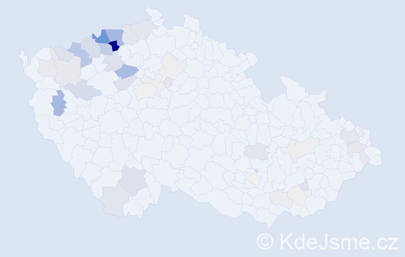 Příjmení: 'Karchňáková', počet výskytů 175 v celé ČR
