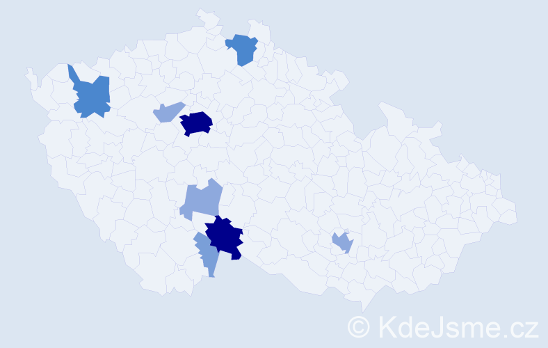 Příjmení: 'Krůšek', počet výskytů 25 v celé ČR