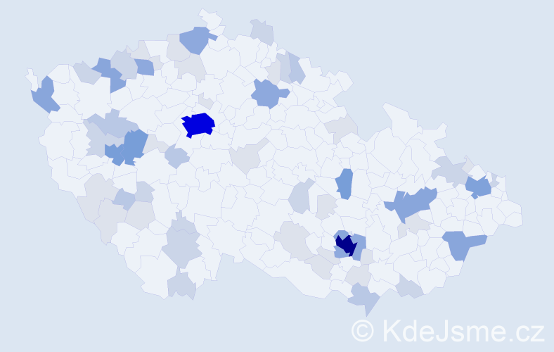 Příjmení: 'Kilian', počet výskytů 192 v celé ČR