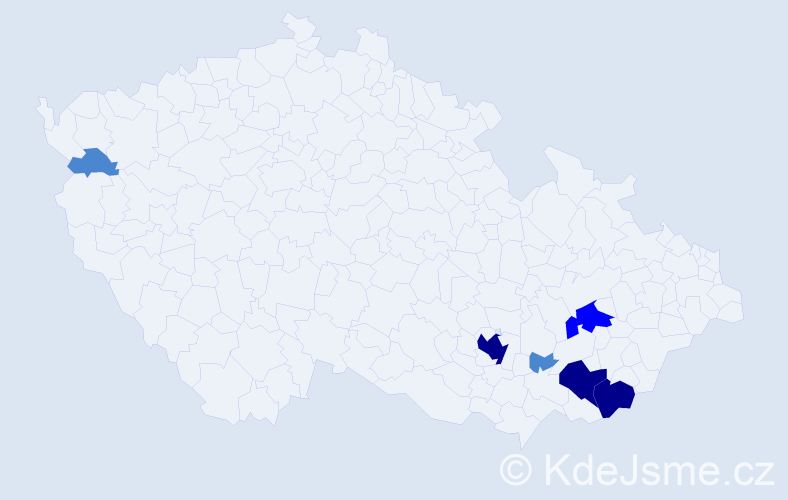 Příjmení: 'Tichopádková', počet výskytů 13 v celé ČR