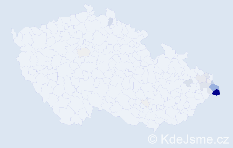 Příjmení: 'Vavřačová', počet výskytů 69 v celé ČR