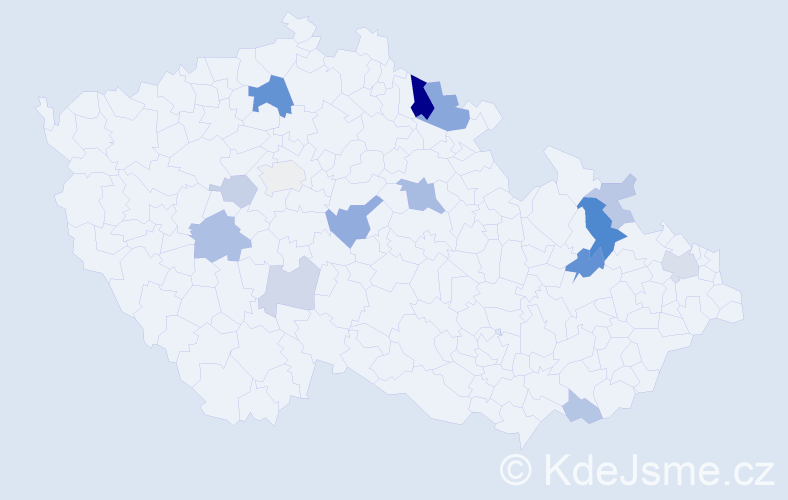 Příjmení: 'Hesko', počet výskytů 34 v celé ČR