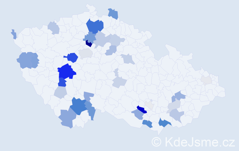 Příjmení: 'Flíčková', počet výskytů 103 v celé ČR