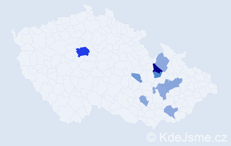 Příjmení: 'Hoplíčková', počet výskytů 30 v celé ČR