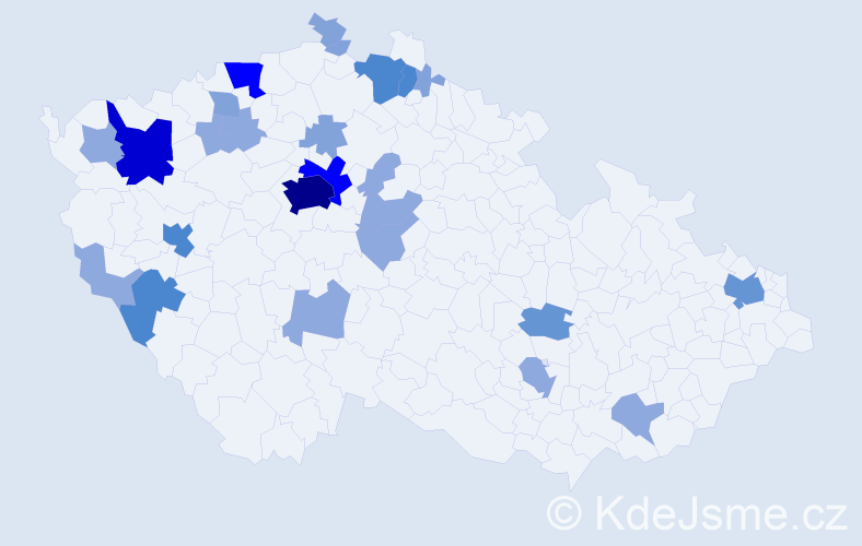 Příjmení: 'Tischerová', počet výskytů 70 v celé ČR