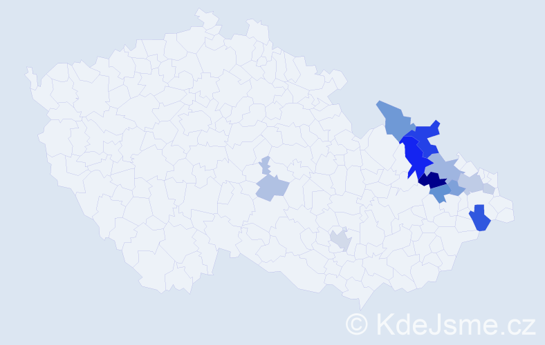 Příjmení: 'Mýlková', počet výskytů 25 v celé ČR