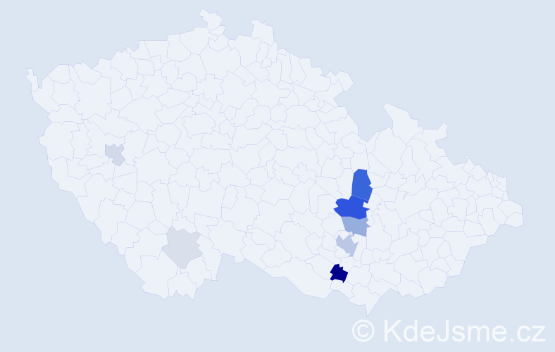 Příjmení: 'Komprdová', počet výskytů 42 v celé ČR