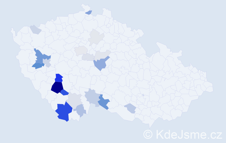 Příjmení: 'Zdychyncová', počet výskytů 77 v celé ČR