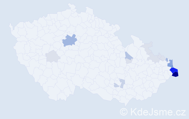 Příjmení: 'Wolny', počet výskytů 84 v celé ČR