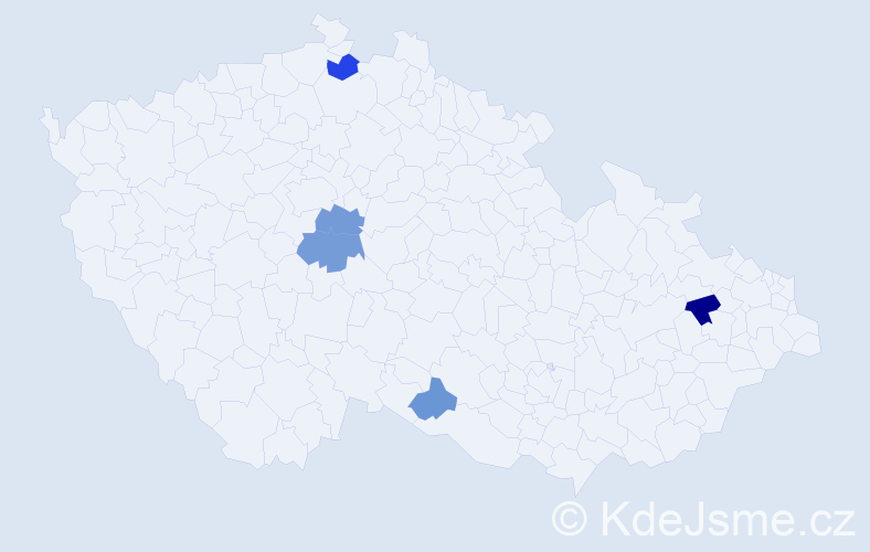 Příjmení: 'Chloupá', počet výskytů 9 v celé ČR