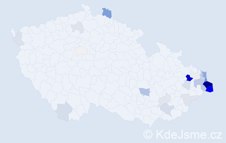 Příjmení: 'Madziová', počet výskytů 77 v celé ČR