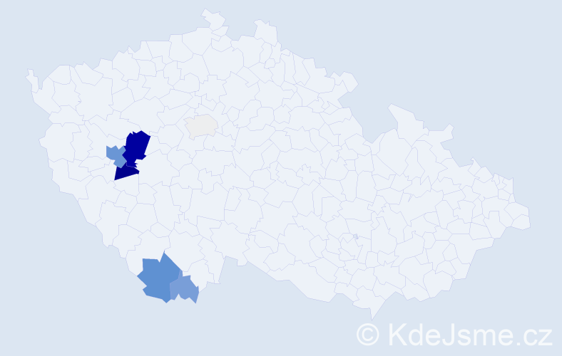 Příjmení: 'Vaindlová', počet výskytů 23 v celé ČR