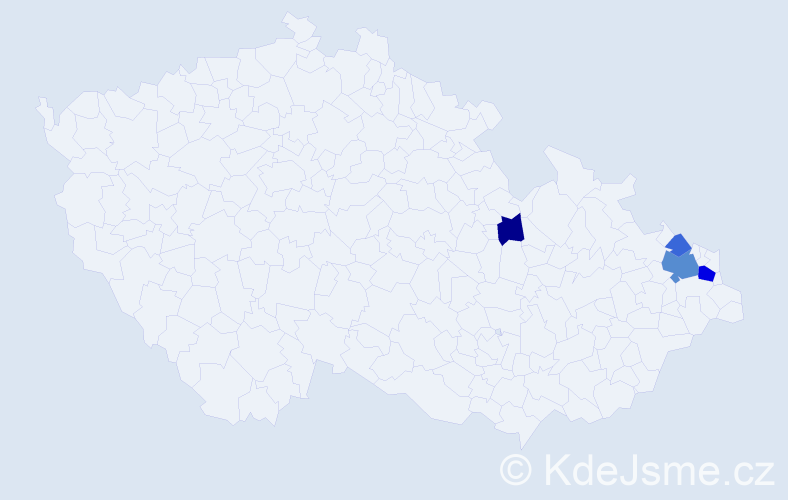 Příjmení: 'Kopeňová', počet výskytů 9 v celé ČR