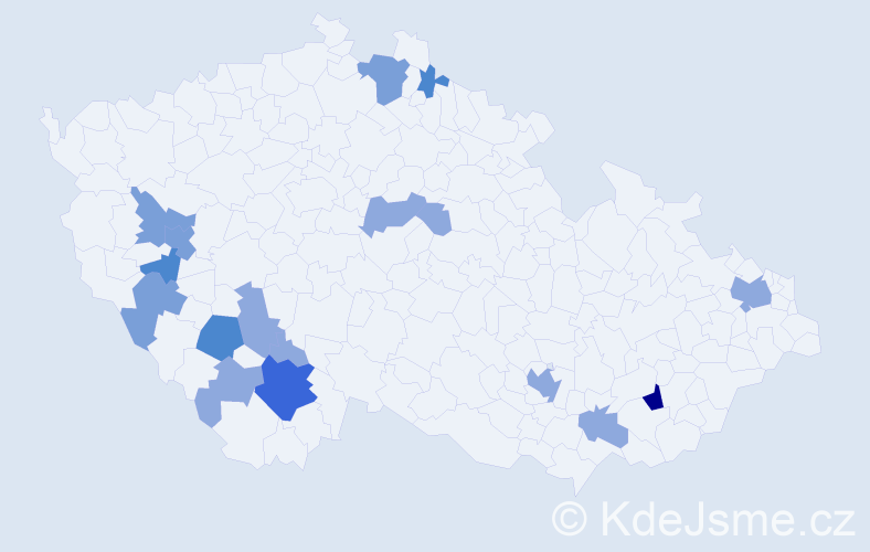 Příjmení: 'Prechtlová', počet výskytů 36 v celé ČR