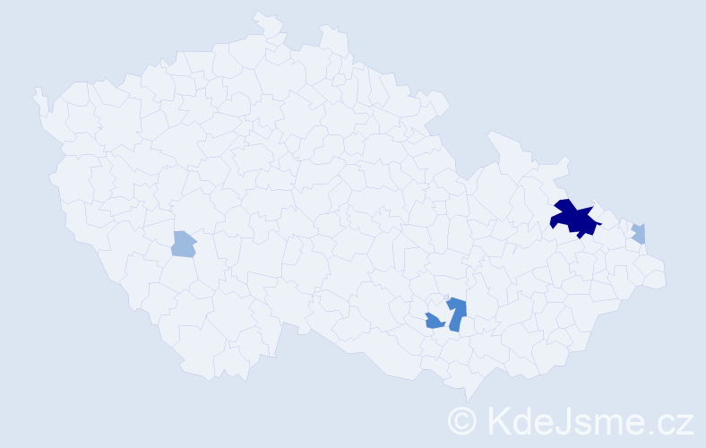 Příjmení: 'Kinček', počet výskytů 8 v celé ČR