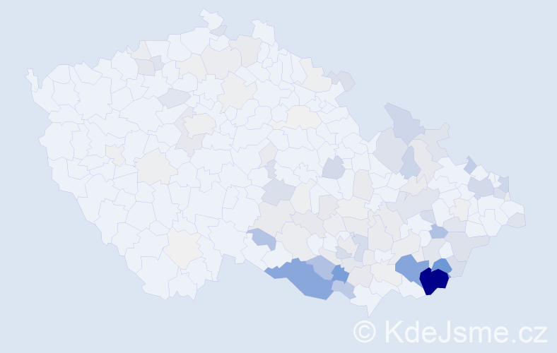 Příjmení: 'Kročil', počet výskytů 472 v celé ČR