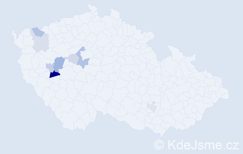 Příjmení: 'Řehořovský', počet výskytů 16 v celé ČR