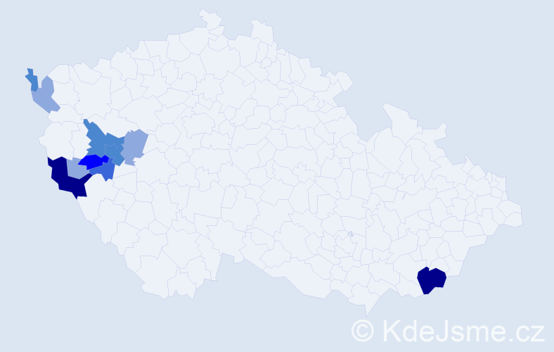 Příjmení: 'Bohmannová', počet výskytů 35 v celé ČR