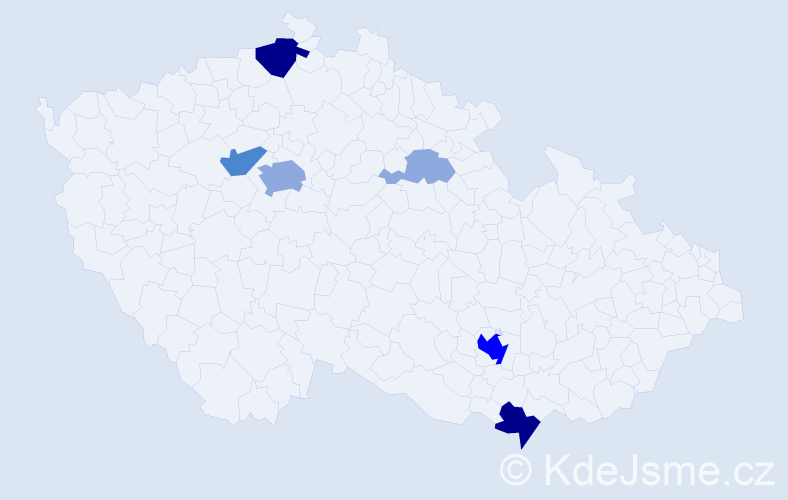 Příjmení: 'Ibrahimi', počet výskytů 21 v celé ČR