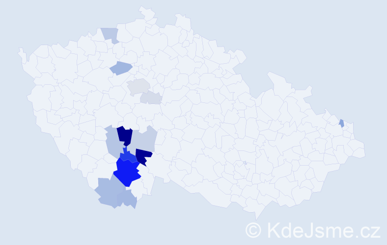Příjmení: 'Krlín', počet výskytů 65 v celé ČR