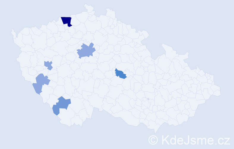 Příjmení: 'Belec', počet výskytů 15 v celé ČR