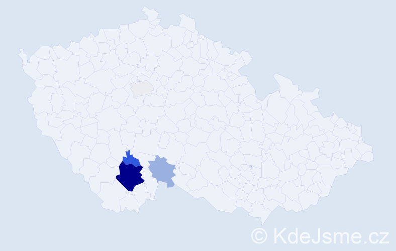Příjmení: 'Jinderle', počet výskytů 16 v celé ČR