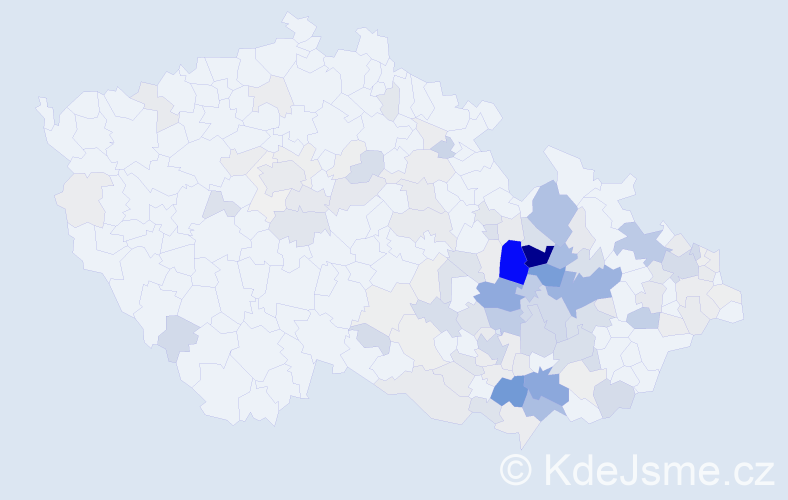 Příjmení: 'Vykydal', počet výskytů 643 v celé ČR