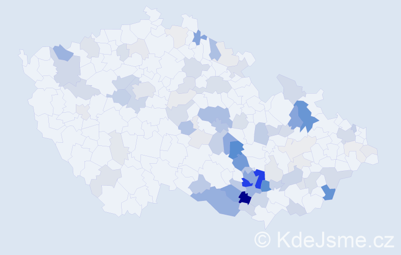 Příjmení: 'Honek', počet výskytů 275 v celé ČR