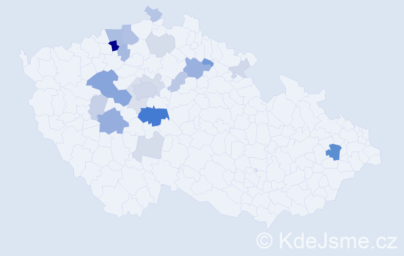 Příjmení: 'Vytejčková', počet výskytů 55 v celé ČR