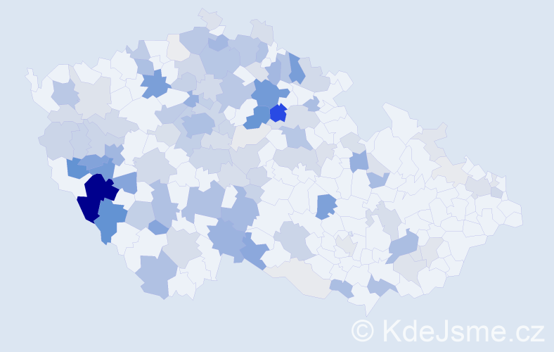 Příjmení: 'Malát', počet výskytů 416 v celé ČR