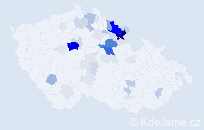 Příjmení: 'Matěnová', počet výskytů 175 v celé ČR