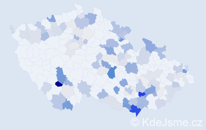 Příjmení: 'Danihel', počet výskytů 419 v celé ČR