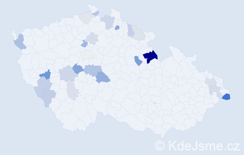 Příjmení: 'Kulštejn', počet výskytů 59 v celé ČR