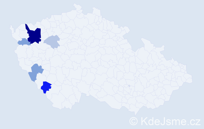 Příjmení: 'Kuciak', počet výskytů 18 v celé ČR