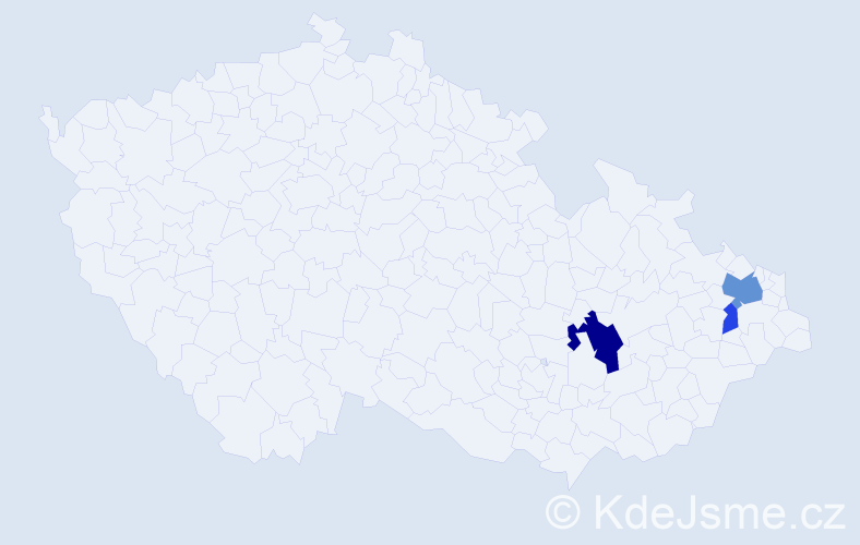 Příjmení: 'Halajko', počet výskytů 7 v celé ČR