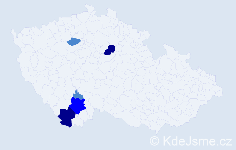 Příjmení: 'Kibusová', počet výskytů 10 v celé ČR