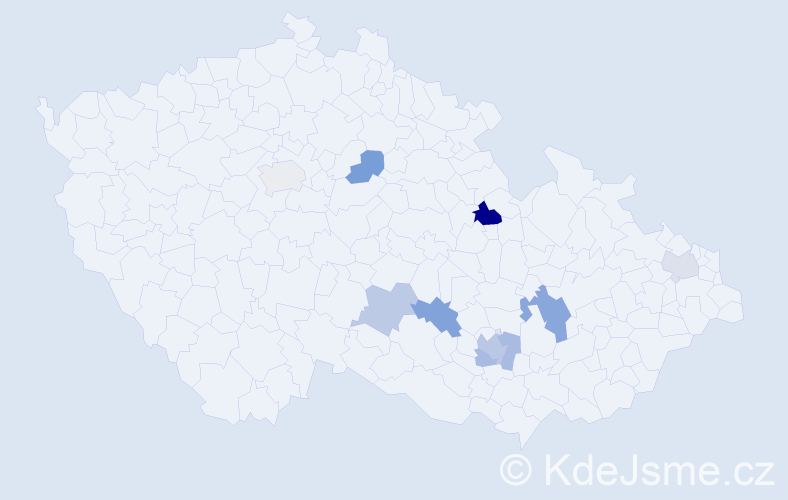 Příjmení: 'Hikeš', počet výskytů 14 v celé ČR