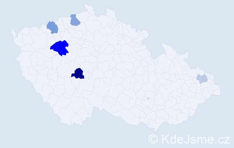 Příjmení: 'Kádárová', počet výskytů 6 v celé ČR