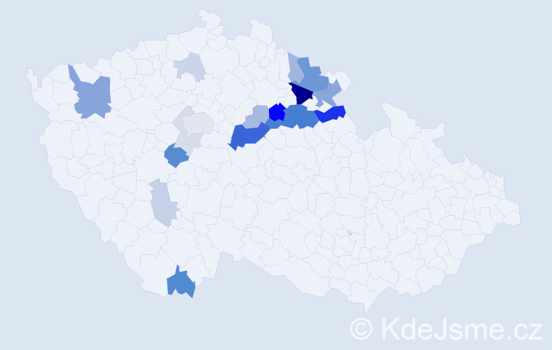 Příjmení: 'Odl', počet výskytů 58 v celé ČR